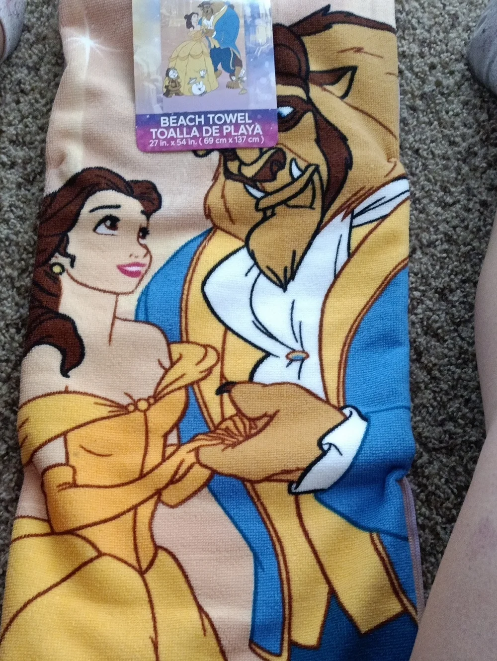 Disney Princess Beauty and the Beast Beach Towel - Pink, Yellow, Blue
